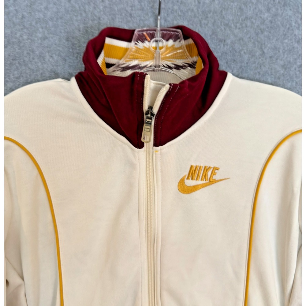 Nike Sportswear Varsity Jacket Youth Girls Medium 8-10 White Maroon Long Sleeve